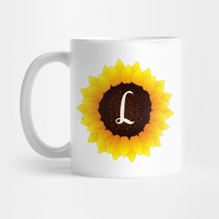 Floral Monogram L Bright Yellow Sunflower Mug